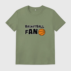 Футболка хлопковая мужская Фанат баскетбола надпись, цвет: авокадо