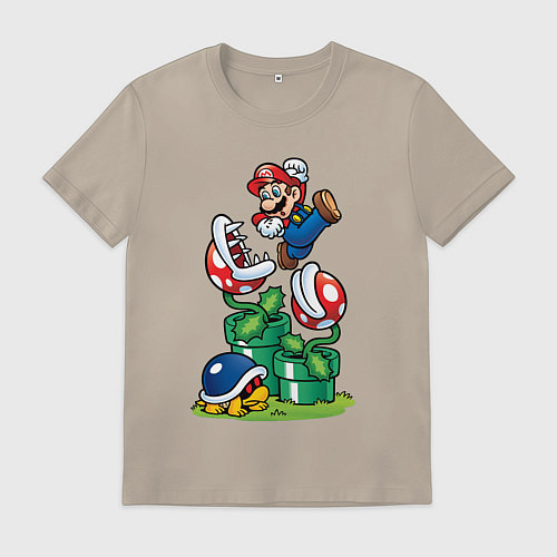 Мужская футболка Ретро Марио / Миндальный – фото 1
