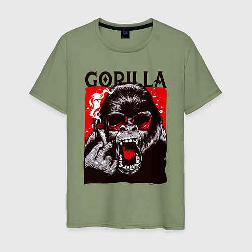 Мужская футболка Горилла в очках с сигарой / Авокадо – фото 1