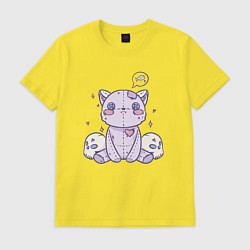 Футболка хлопковая мужская Kawaii кот в готическом стиле, цвет: желтый
