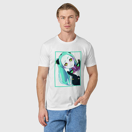 Мужская футболка Ребекка из киберпанка - нетраннер / Белый – фото 3