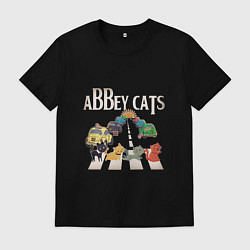 Футболка хлопковая мужская Abbey cats, цвет: черный