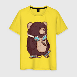 Футболка хлопковая мужская Walking bear, цвет: желтый