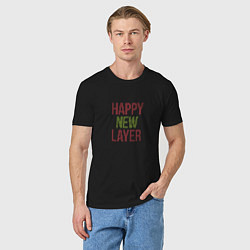 Футболка хлопковая мужская Happy New Layer, цвет: черный — фото 2