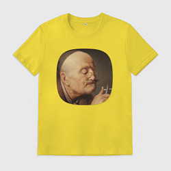 Футболка хлопковая мужская Картина ренессанса - учёный, цвет: желтый