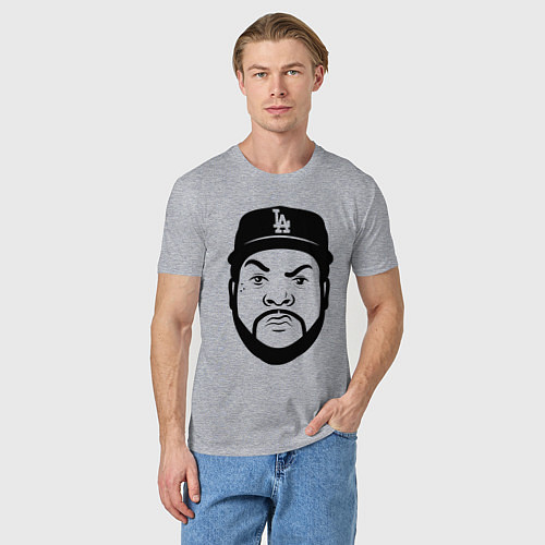 Мужская футболка Ice Cube - head / Меланж – фото 3