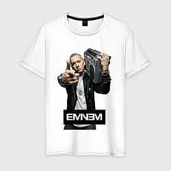 Футболка хлопковая мужская Eminem boombox, цвет: белый