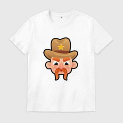 Футболка хлопковая мужская Мультяшный шериф, цвет: белый