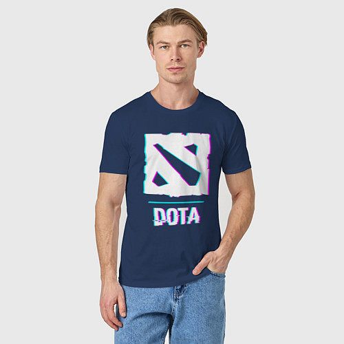 Мужская футболка Dota в стиле glitch и баги графики / Тёмно-синий – фото 3