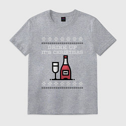 Футболка хлопковая мужская Drink up its Christmas, цвет: меланж