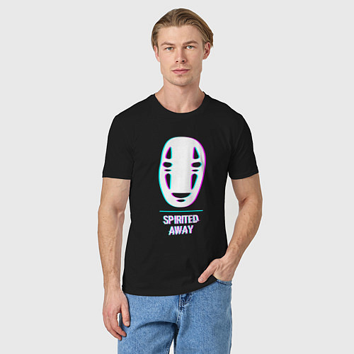 Мужская футболка Символ Spirited Away в стиле glitch / Черный – фото 3