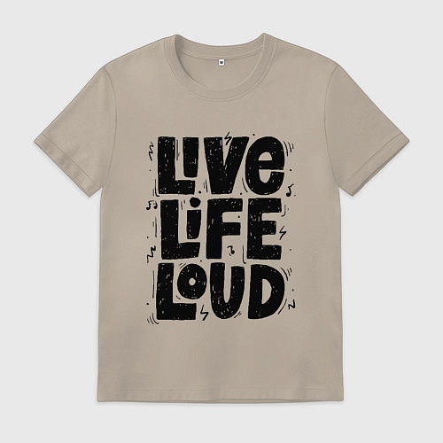 Мужская футболка Живи громко / Миндальный – фото 1