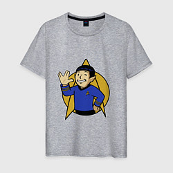 Футболка хлопковая мужская Spoke - vault boy, цвет: меланж