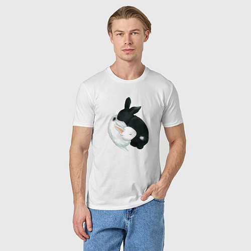 Мужская футболка Кролики Инь Янь / Белый – фото 3