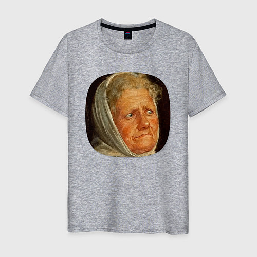 Мужская футболка Картина ренессанса - бабушка в шоке / Меланж – фото 1