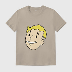 Футболка хлопковая мужская Vault boy head, цвет: миндальный
