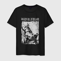 Футболка хлопковая мужская Burzum скандинавский бог Один с волками и вороном, цвет: черный