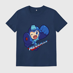 Футболка хлопковая мужская Мегамен - Рокмен, цвет: тёмно-синий