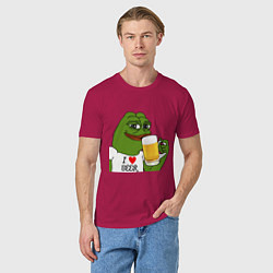 Футболка хлопковая мужская Drink Pepe, цвет: маджента — фото 2