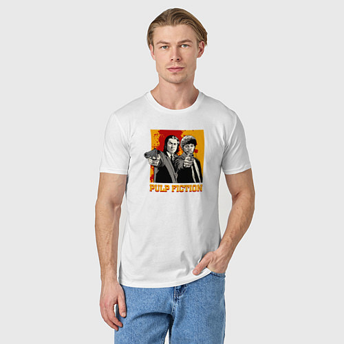 Мужская футболка Криминальное чтиво John Travolta Samuel L Jackson / Белый – фото 3
