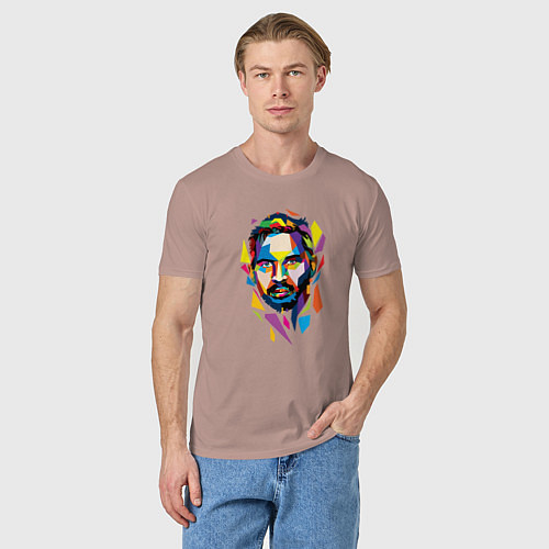 Мужская футболка Геометрический портрет Тома Харди / Пыльно-розовый – фото 3
