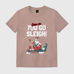 Футболка хлопковая мужская Come on you go sleigh, цвет: пыльно-розовый