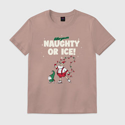 Футболка хлопковая мужская Naughty or ice, цвет: пыльно-розовый