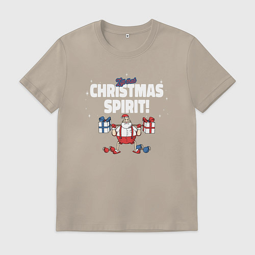 Мужская футболка Lift that Christmas spirit / Миндальный – фото 1