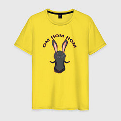 Футболка хлопковая мужская Черный кролик медитирует, цвет: желтый