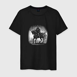 Футболка хлопковая мужская Воин на коне, цвет: черный