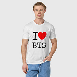 Футболка хлопковая мужская I love BTS, цвет: белый — фото 2