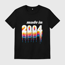 Футболка хлопковая мужская Made in 2004 liquid art, цвет: черный