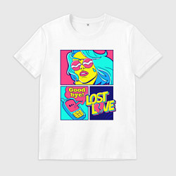 Футболка хлопковая мужская Поп арт девушка с телефоном, цвет: белый