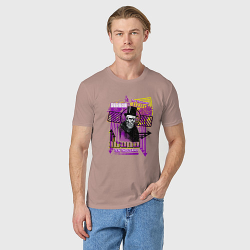 Мужская футболка Скелет на денежной купюре / Пыльно-розовый – фото 3