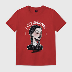 Футболка хлопковая мужская Wednesday: I hate everyone, цвет: красный