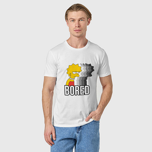 Мужская футболка Лиза Симпсон - bored / Белый – фото 3