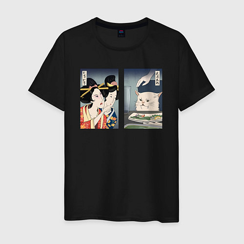 Мужская футболка Мем в японском стиле / Черный – фото 1