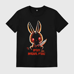Футболка хлопковая мужская A rabbit with a bloody knife, цвет: черный