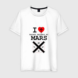 Футболка хлопковая мужская I love thirty seconds to mars, цвет: белый