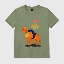 Футболка хлопковая мужская Stray - cat logo, цвет: авокадо