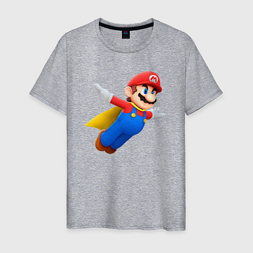 Мужская футболка Марио в полёте / Меланж – фото 1