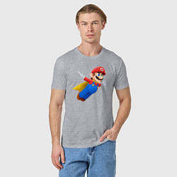 Футболка хлопковая мужская Марио в полёте, цвет: меланж — фото 2