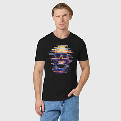 Футболка хлопковая мужская Art skull - glitch, цвет: черный — фото 2