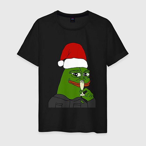 Мужская футболка Новогодний пепе / Черный – фото 1
