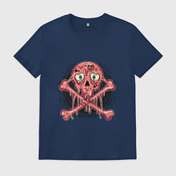 Футболка хлопковая мужская Pink skull, цвет: тёмно-синий