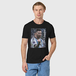 Футболка хлопковая мужская Viva la Argentina - Lionel Messi - world champion, цвет: черный — фото 2