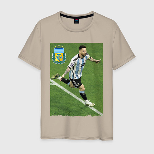 Мужская футболка Argentina - Lionel Messi - world champion / Миндальный – фото 1