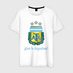 Футболка хлопковая мужская Эмблема федерации футбола Аргентины, цвет: белый