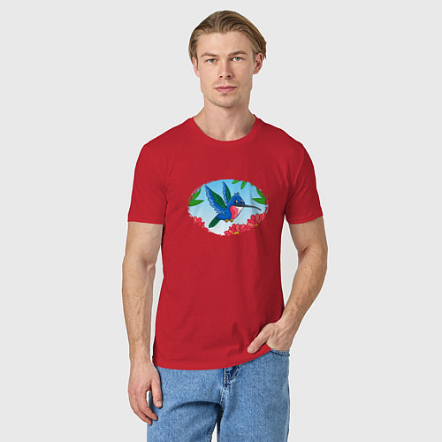 Мужская футболка Мультяшная колибри / Красный – фото 3