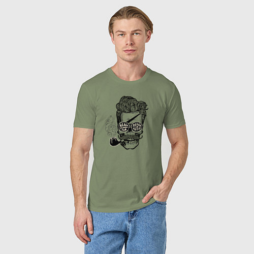Мужская футболка Череп в очках с трубкой / Авокадо – фото 3